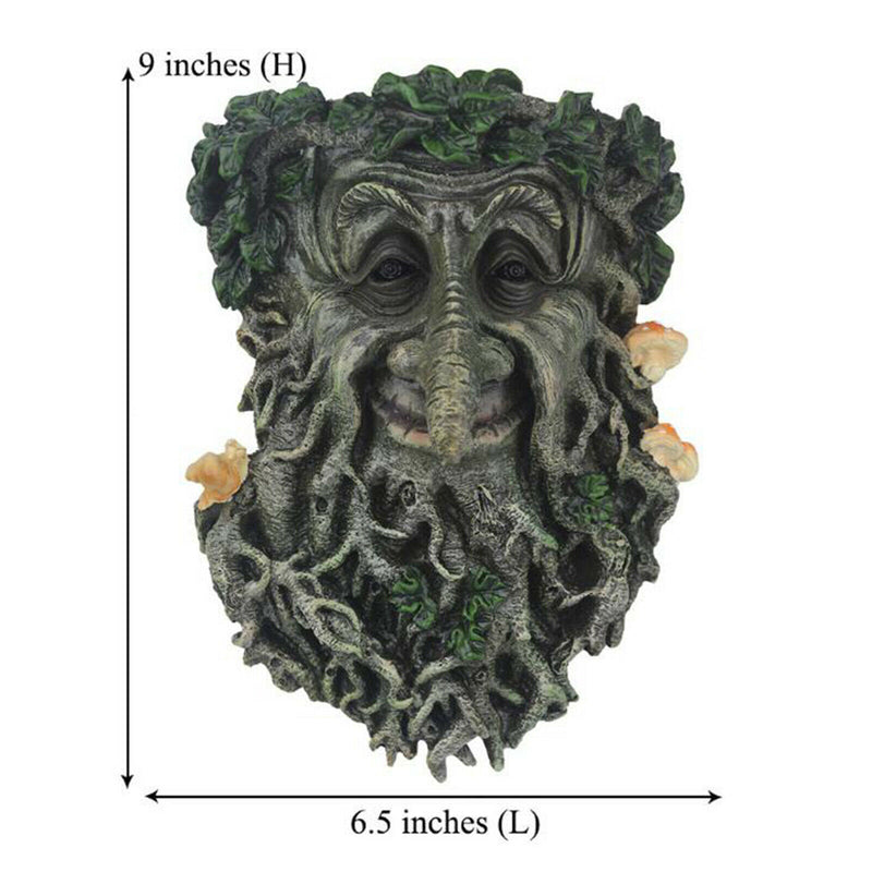 Old Man GreenMan Tree Face Leaf Garden Yard Tree Fence Ornament Sculpture