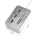 Aluminum 3 Port USB 3.0 Hub MS SD M2 TF Multi In 1 Memory Card Reader Adapter