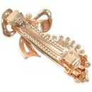 Rhinestone detailing turquoise-green metal leaves barrette