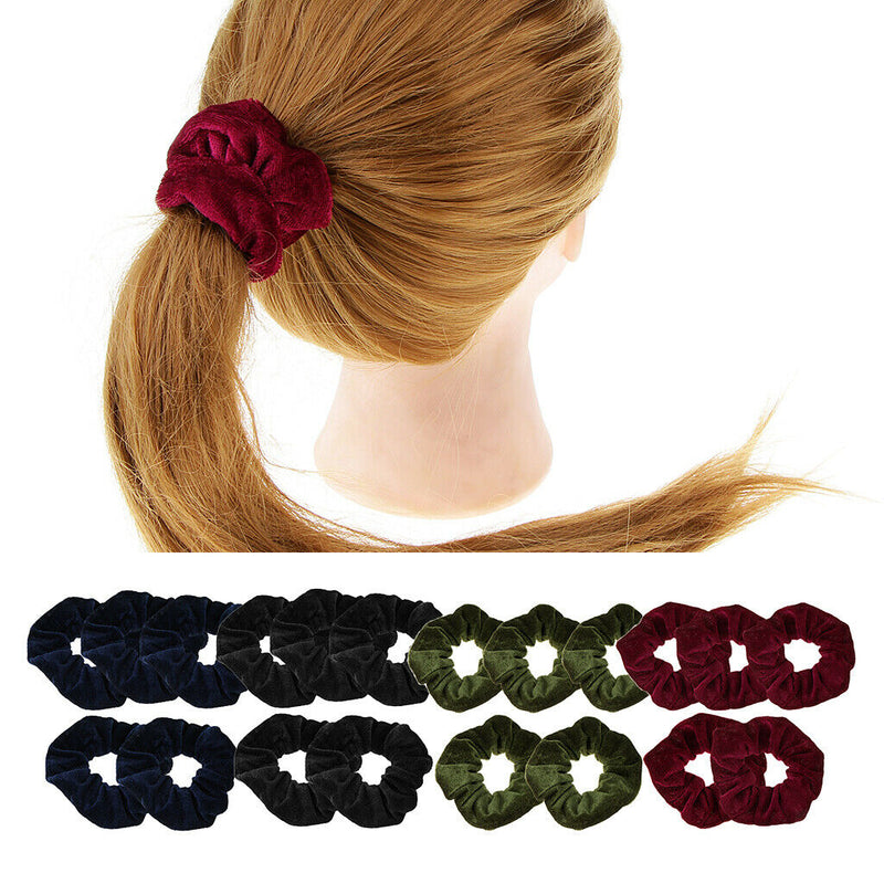 20 Pieces Womens Soft Velvet Elastic Scrunchies Bobble Hair Ropes for Girls