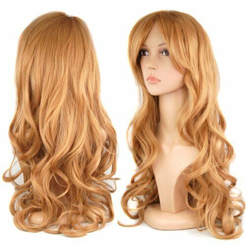 28 Inches Wig Light Brown + Wig Cap X6A7