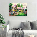 Painting By Numbers Kit DIY Village Cottage Canvas Oil Art Picture Craft