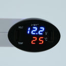 3in1 Car Dual USB Charger 2.1A 12V LED Thermometer Voltage Voltmeter