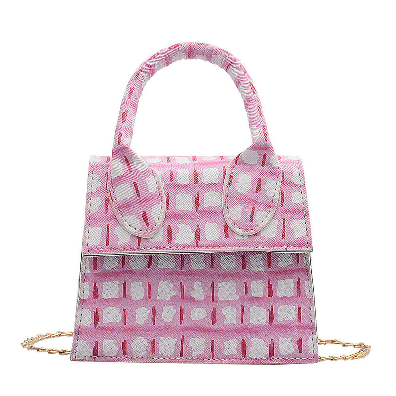 Fashion Printed Women Shoulder Bag PU Leather Chain Mini Totes Handbag (1)