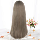 Long Straight Hair High Density Synthetic Wigs For Women Green Wood Linen A