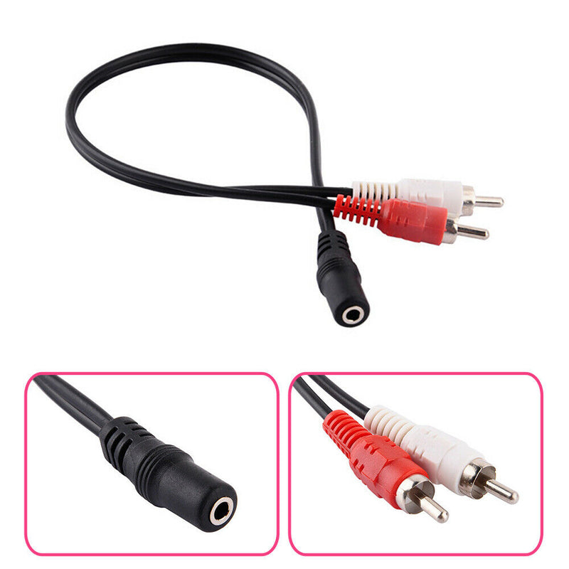 1x Stereo Audio PC TV Aux Cable Lead 3.5 mm Jack Female to 2x Male Phono Socket