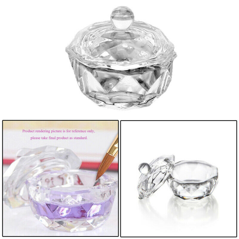 2pcs Glass Crystal Bowl Cup Dappen Dish Arcylic Nail Art Liquid Powder Con HYK
