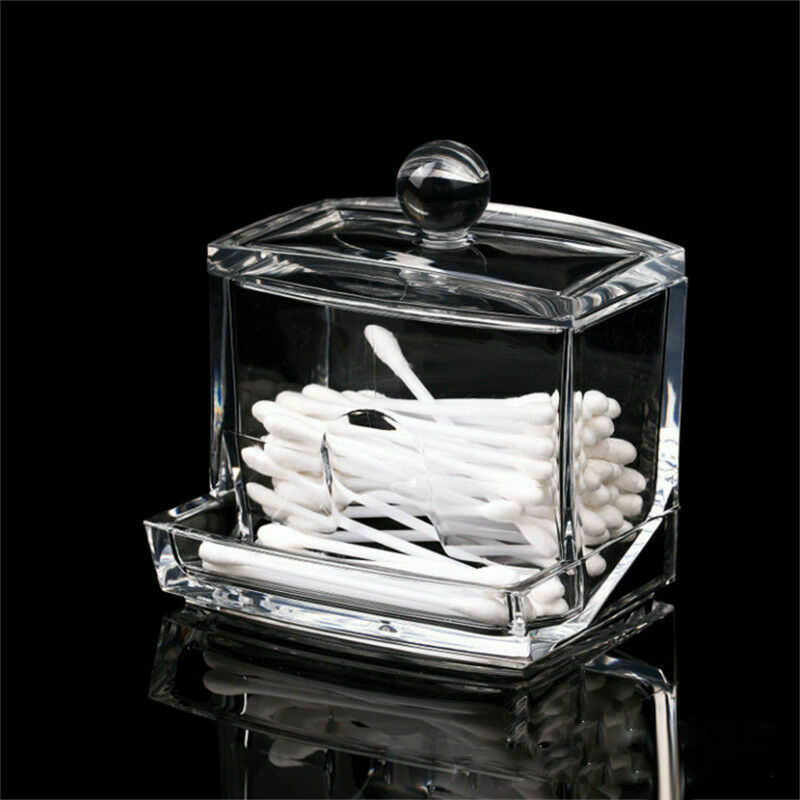 Useful Clear Acrylic Q-tip Storage Cotton Swab Holder Box Cosmetic Organizer