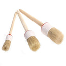 3pcs Natural Boar Bristle Wooden Bath Cleaning Brush for Car Wheels Interio