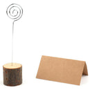 30 Pcs Rustic Wood Place Card Holders with Swirl Wire Wooden Bark Memo Hold