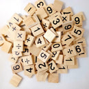200x Wood Black Numbers Letters Tiles Blocks Cube Board for Kids Educational