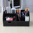 7 Storage Compartments Multifunctional PU Leather Office Desk Organizer,Bus V7S9