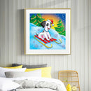 5D Full Drill Diamond Painting Kit Ski Dog Rhinestone Handicraft Mosaic