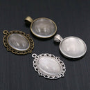 64-Pieces Pendant Set,16Pcs Oval Pendant Trays And 16Pcs Round Bezels With