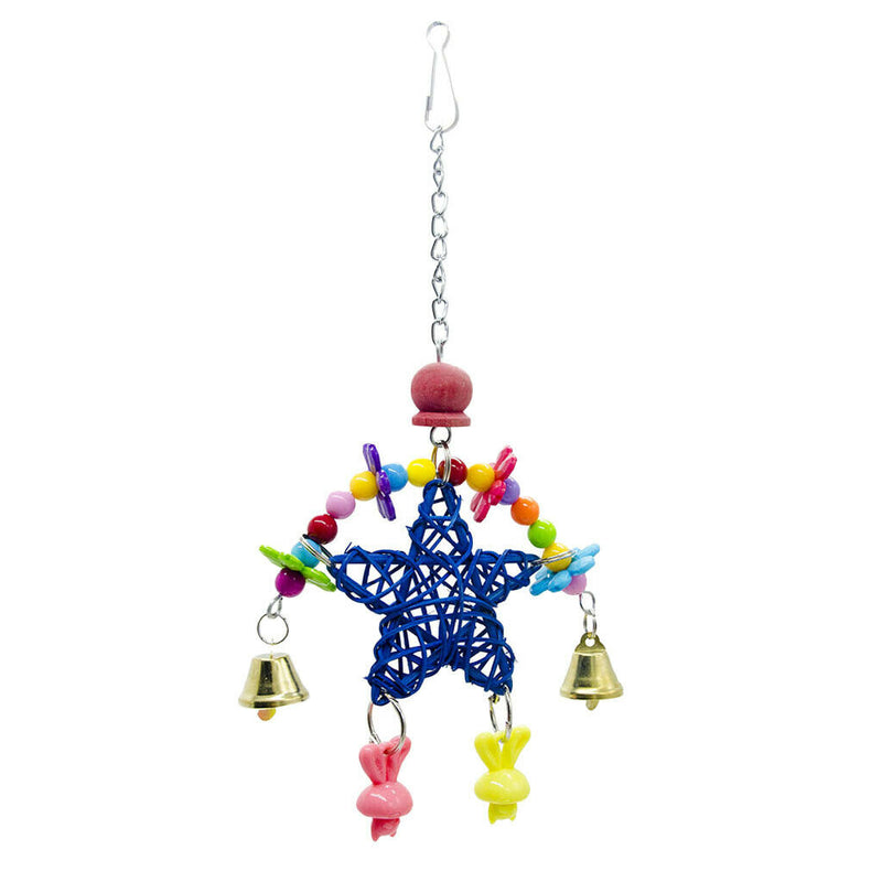 Parrot Rattan Star Shaped Chewing Toys Birds Swing Toys with Metal Bells Hanging