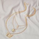 Multi Layer Butterfly Love Choker Pendant Women Necklace Long Sweater Chain