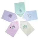 5pcs/set Womens Handkerchief Hankies Floral Embroidered Pocket Hanky GIFT