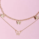 Boho Women Butterfly Double-layer Chain Pendant Choker Necklace Jewelry Gift