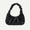 Elegant Pleated Handbag Women Leather Travel Totes Shoulder Bag (Black)