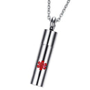 Alert ID Chain Necklace  Cross Engraved Pendant Container