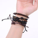 Men European Retro Multilayer Cowhide Handmade Woven Bracelet Jewelry A
