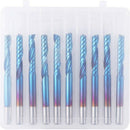 10Pcs Nano Blue Coat Flat Nose End Mill CNC Router Bits, 1/8 Inch Shank Spi