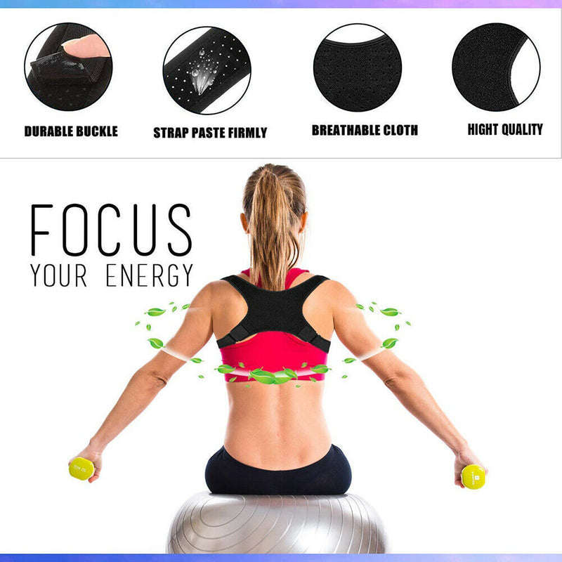 Back Posture Correction Brace Adjustable Clavicle Spine Shoulder Corrector Belt