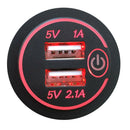 3.1A Dual USB Charger Socket with Touch Switch + 2 Terminals for Car Motorcycle