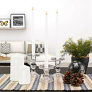 Clear Glass Candle Holders Set Of 3 for Pillar Taper and Tealight Candles,