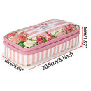 bon208 Floral Pencil Case with Compartments -High Capacity Double Layers Pe