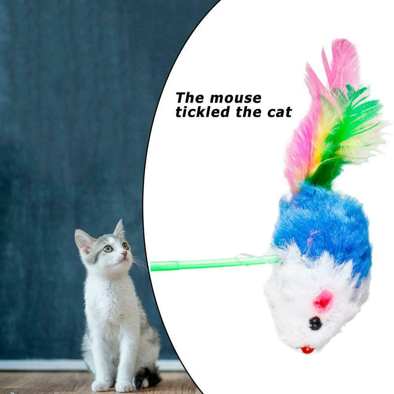 Funny Soft False Mouse Colorful Feather Plush Pet Playing Cat Toys Kitten Supply