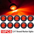 10Pc Red Small Round Side Marker lights 3LED Button lamps Truck Lorry 12V