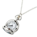 Blue Butterfly Print Hunter Round Case Necklace Pocket Watch for Ladies G8K2