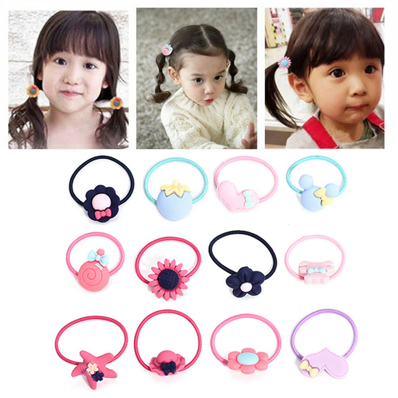 10pcs/Pack Cute Elastic Hair Bands Kids Rubber Band Girls Rope Ring Hair Access