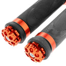 Pair Racing Motorcycle Motorbike Rubber Handlebar Hand Grip Bar End Orange