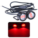 2Pcs Motorcycle Rearview Mirror Eagle Eye 3 LED Flash Strobe Lights Red FT
