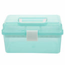 Clear Turquoise Plastic Tray 2 Compartment Tool Storage Box Case