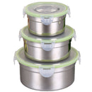 3Pcs Round Lunch Box Stainless Steel Lunch Box 280/500 / 900Ml Leakproof Lu