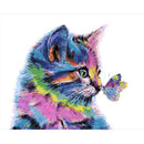 Hand Painted Picture DIY Colorful Cat Frameless Painting By Numbers Craft A