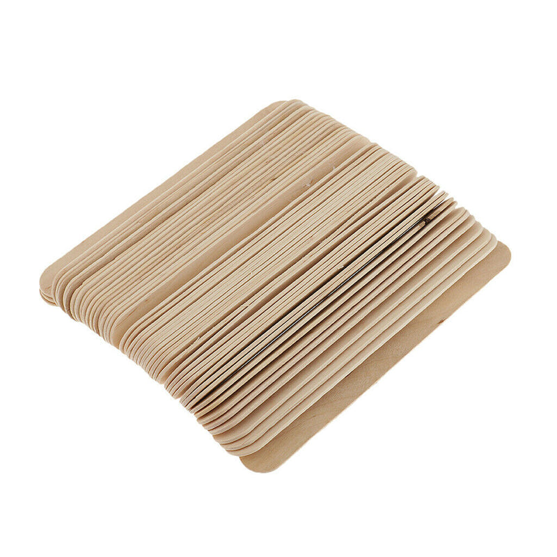 50pcs Natural Wooden Disposable Hair Remover Waxing Applicator Sticks Wax 15cm