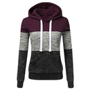 Stitching Women Long Sleeve Hit Color Autumn Leisure Hoodies (Red M) A