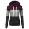 Stitching Women Long Sleeve Hit Color Autumn Leisure Hoodies (Red M) A