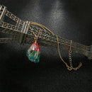 Natural Rainbow Stone Crystal Chakra Rock Chain Quartz Pendant Necklace Hn