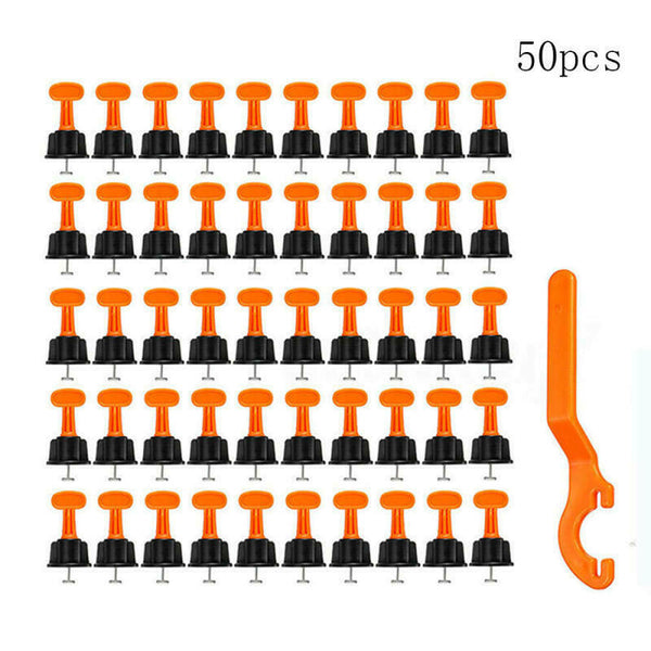 50Pcs Reusable Tile Leveler T-lock Floor Tool Leveling Positioning System Kit