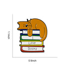 Enamel Cartoon Cat Book Brooch Pins Decoration Bag Clothes Corsage Badge Jewe JR