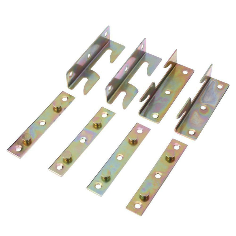 8pcs Iron Bed Fittings Connectors Brackets Joiners Hook Frame Replacement