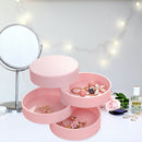 4 Layers Rotatable Jewelry Storage Box Plastic Cosmetic Container (Pink) A