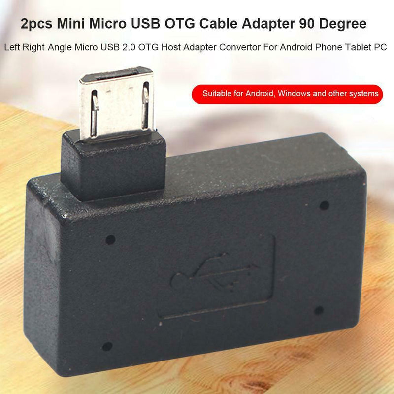 Micro 90 Degree OTG Adapter USB 2.0 Host Left/Right Angle For Phone/Tablet