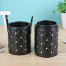 Fashion Leather Makeup Brush Storage Case Empty Holder Organizer (Black M) A
