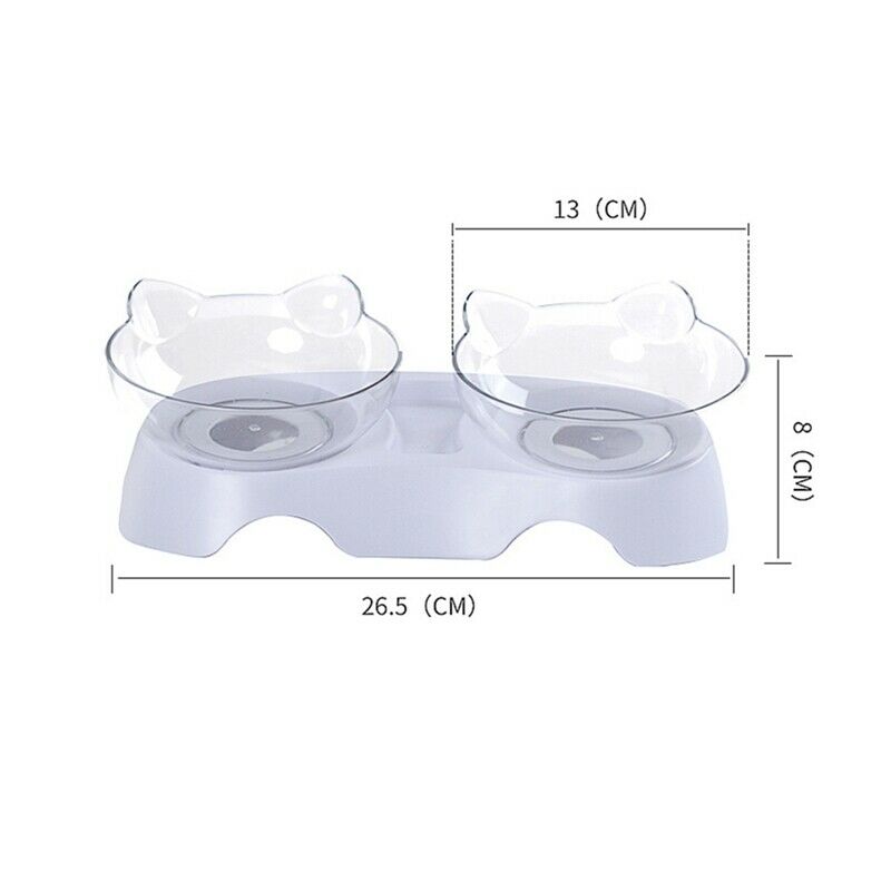 Cat Ears Shaped Cat Bowl Oblique Double Bowls Drinking Cervical Vertebra Ne V6A3